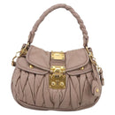 Miu Miu Matelasse Hand Bag Leather 2way Pink Gold Auth 212719A-2