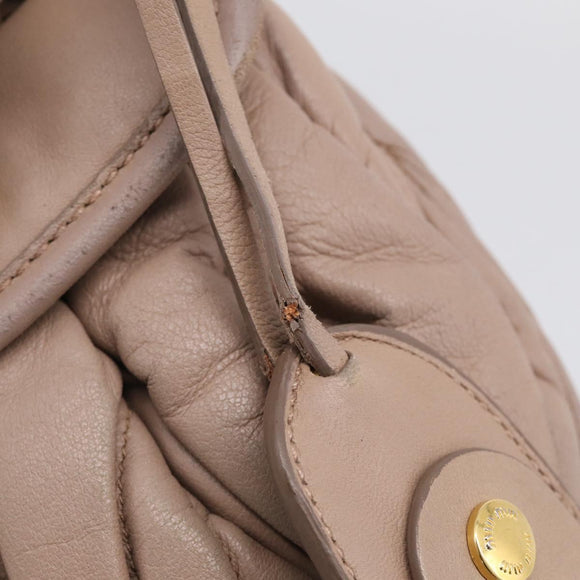 Miu Miu Matelasse Hand Bag Leather 2way Pink Gold Auth 212719A