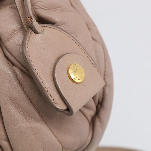 Miu Miu Matelasse Hand Bag Leather 2way Pink Gold Auth 212719A