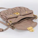 Miu Miu Matelasse Hand Bag Leather 2way Pink Gold Auth 212719A-24