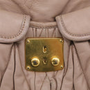 Miu Miu Matelasse Hand Bag Leather 2way Pink Gold Auth 212719A-26
