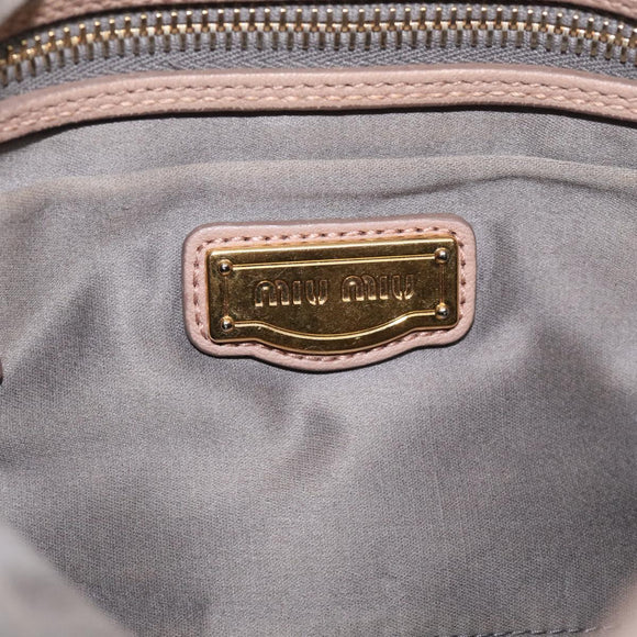 Miu Miu Matelasse Hand Bag Leather 2way Pink Gold Auth 212719A