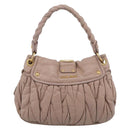 Miu Miu Matelasse Hand Bag Leather 2way Pink Gold Auth 212719A-3