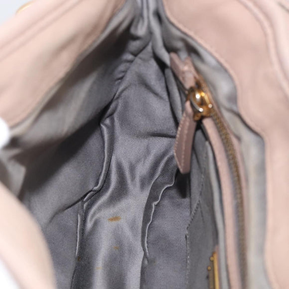 Miu Miu Matelasse Hand Bag Leather 2way Pink Gold Auth 212719A