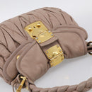 Miu Miu Matelasse Hand Bag Leather 2way Pink Gold Auth 212719A-6