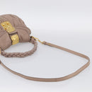 Miu Miu Matelasse Hand Bag Leather 2way Pink Gold Auth 212719A-9