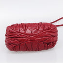 Miu Miu Matelasse Hand Bag Leather 2way Red Silver Auth 212722M-11