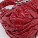 Miu Miu Matelasse Hand Bag Leather 2way Red Silver Auth 212722M-13