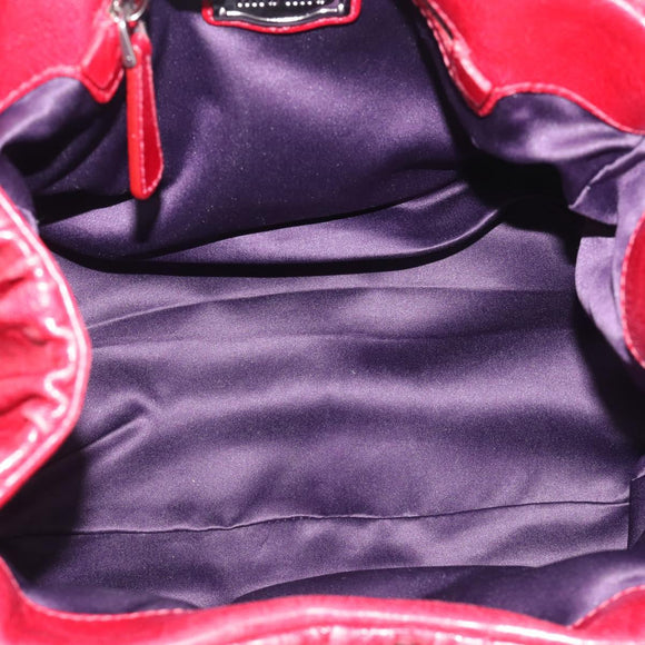 Miu Miu Matelasse Hand Bag Leather 2way Red Silver Auth 212722M