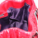 Miu Miu Matelasse Hand Bag Leather 2way Red Silver Auth 212722M-20