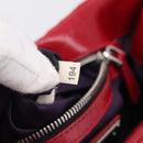 Miu Miu Matelasse Hand Bag Leather 2way Red Silver Auth 212722M-24