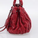 Miu Miu Matelasse Hand Bag Leather 2way Red Silver Auth 212722M-5