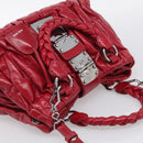 Miu Miu Matelasse Hand Bag Leather 2way Red Silver Auth 212722M-6