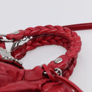 Miu Miu Matelasse Hand Bag Leather 2way Red Silver Auth 212722M-8
