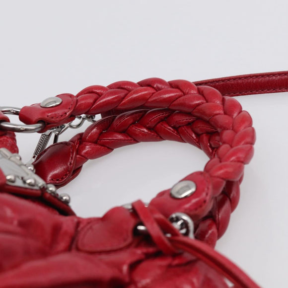 Miu Miu Matelasse Hand Bag Leather 2way Red Silver Auth 212722M