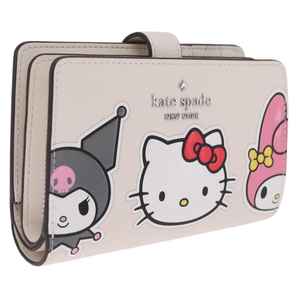 kate spade x Sanrio My Melody Kitty Kuromi Wallet Leather White Auth 212731M