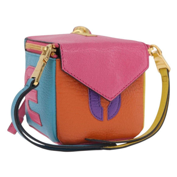 Miu Miu Pouch Leather Multicolor Gold Auth 212742M