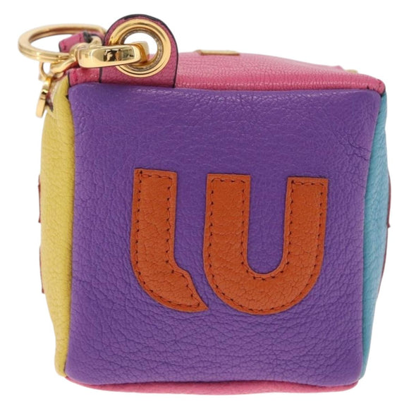 Miu Miu Pouch Leather Multicolor Gold Auth 212742M