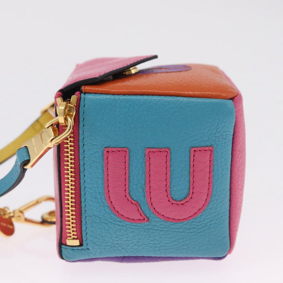 Miu Miu Pouch Leather Multicolor Gold Auth 212742M