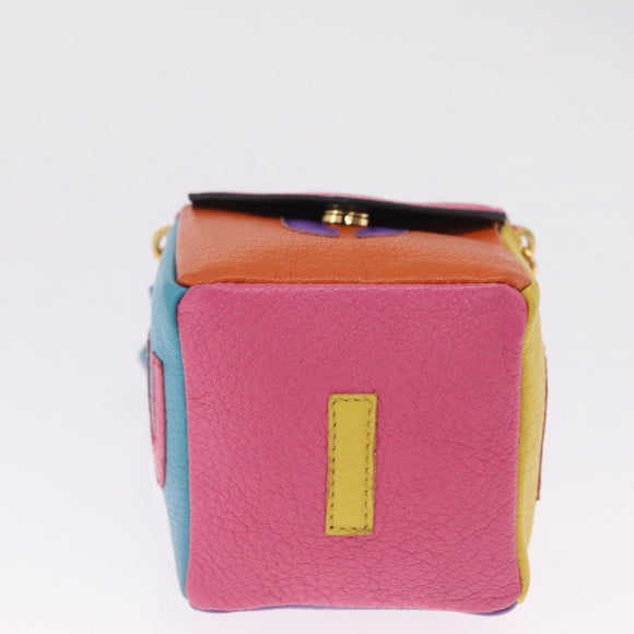 Miu Miu Pouch Leather Multicolor Gold Auth 212742M