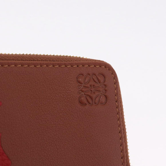 LOEWE x Studio Ghibli Calcifer Coin Purse Leather Brown Red Auth 212744SM