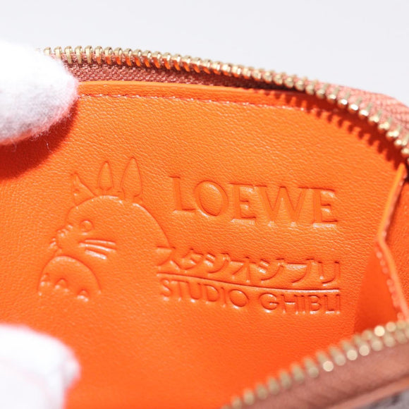 LOEWE x Studio Ghibli Calcifer Coin Purse Leather Brown Red Auth 212744SM