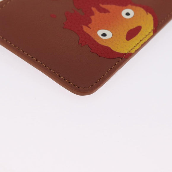 LOEWE x Studio Ghibli Calcifer Coin Purse Leather Brown Red Auth 212744SM