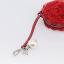 Miu Miu Bag Charm Fur Red Silver Auth 212745M-13