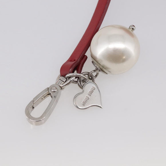 Miu Miu Bag Charm Fur Red Silver Auth 212745M