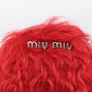 Miu Miu Bag Charm Fur Red Silver Auth 212745M-16