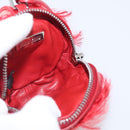 Miu Miu Bag Charm Fur Red Silver Auth 212745M-19