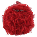Miu Miu Bag Charm Fur Red Silver Auth 212745M-2
