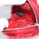 Miu Miu Bag Charm Fur Red Silver Auth 212745M-20