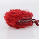 Miu Miu Bag Charm Fur Red Silver Auth 212745M-4
