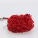 Miu Miu Bag Charm Fur Red Silver Auth 212745M-7