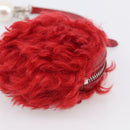 Miu Miu Bag Charm Fur Red Silver Auth 212745M-8