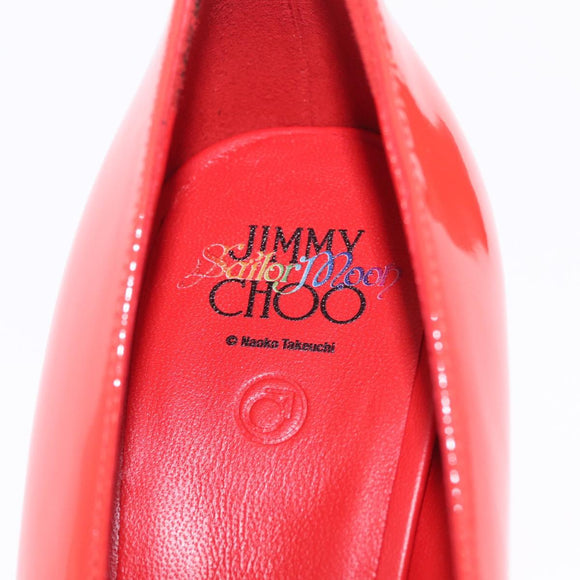 Jimmy Choo x Sailor Moon Heel Sailor Mars Shoes Patent Red White Auth 212746SM