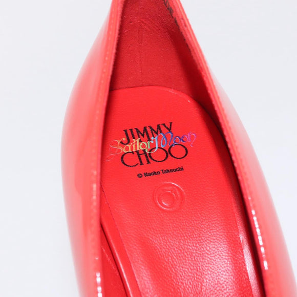 Jimmy Choo x Sailor Moon Heel Sailor Mars Shoes Patent Red White Auth 212746SM