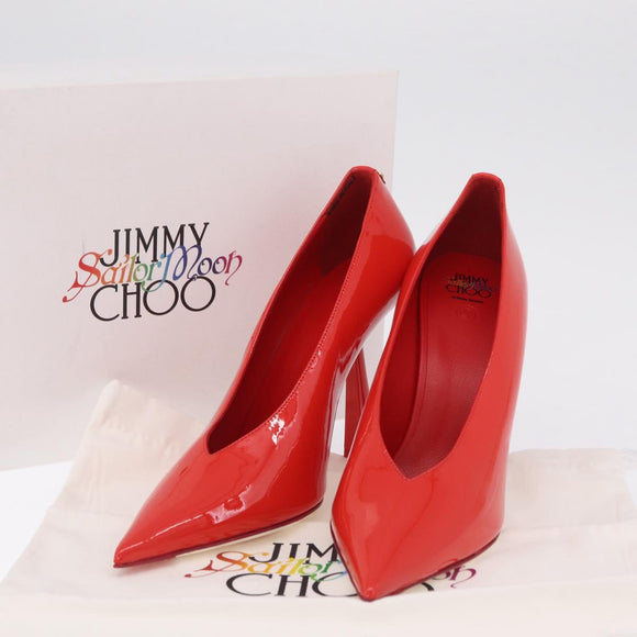 Jimmy Choo x Sailor Moon Heel Sailor Mars Shoes Patent Red White Auth 212746SM