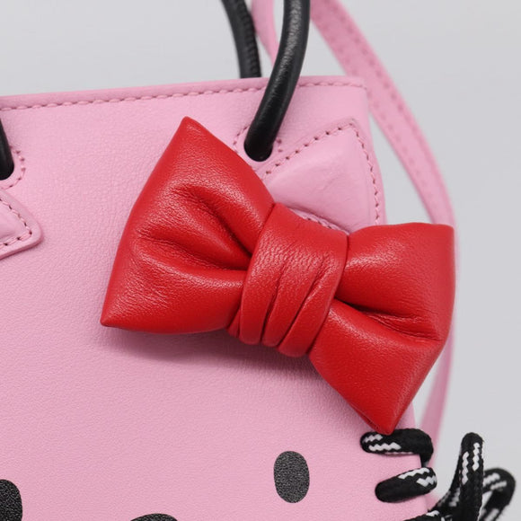 Balenciaga Hello Kitty Hand Bag Leather 2way Pink Black 619043 Auth 212749SM