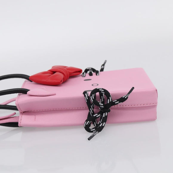 Balenciaga Hello Kitty Hand Bag Leather 2way Pink Black 619043 Auth 212749SM