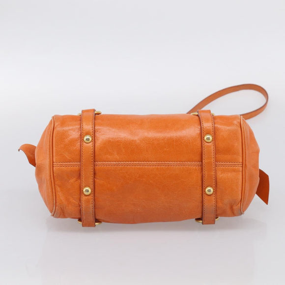 Miu Miu Hand Bag Leather 2way Orange Gold Auth 212750M