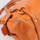 Miu Miu Hand Bag Leather 2way Orange Gold Auth 212750M-16