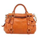 Miu Miu Hand Bag Leather 2way Orange Gold Auth 212750M-2