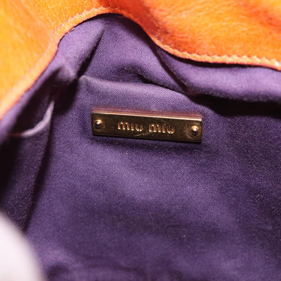 Miu Miu Hand Bag Leather 2way Orange Gold Auth 212750M