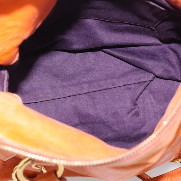 Miu Miu Hand Bag Leather 2way Orange Gold Auth 212750M