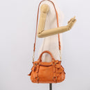 Miu Miu Hand Bag Leather 2way Orange Gold Auth 212750M-26