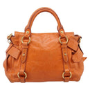 Miu Miu Hand Bag Leather 2way Orange Gold Auth 212750M-3
