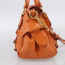 Miu Miu Hand Bag Leather 2way Orange Gold Auth 212750M-4