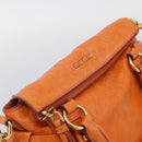 Miu Miu Hand Bag Leather 2way Orange Gold Auth 212750M-6